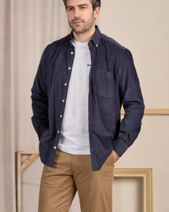 Homme Mise Au Green Chemise velours bleu marine