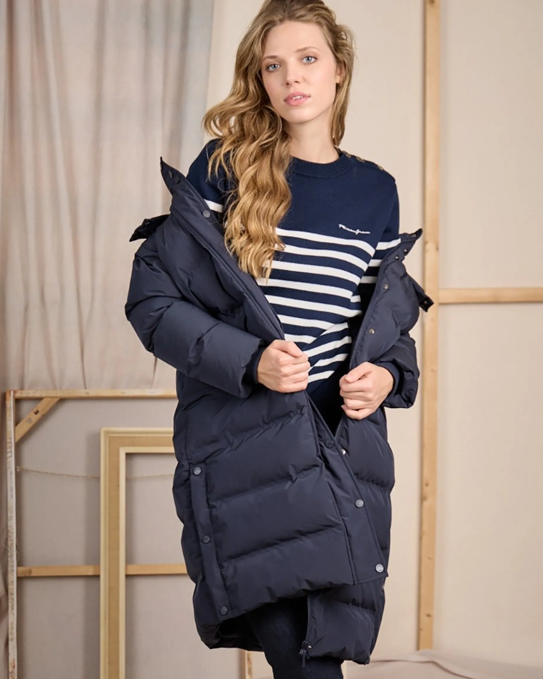 Femme Mise Au Green Doudoune Claire bleu marine