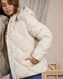 Femme Mise Au Green Doudoune courte ecru chiné