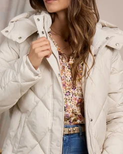 Femme Mise Au Green Doudoune courte ecru chiné