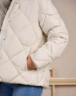 Femme Mise Au Green Doudoune courte ecru chiné