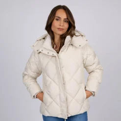 Femme Mise Au Green Doudoune courte ecru chiné