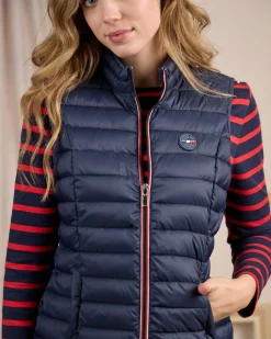 Femme Mise Au Green Doudoune détails tricolores bleu marine