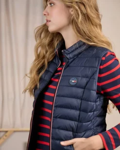 Femme Mise Au Green Doudoune détails tricolores bleu marine