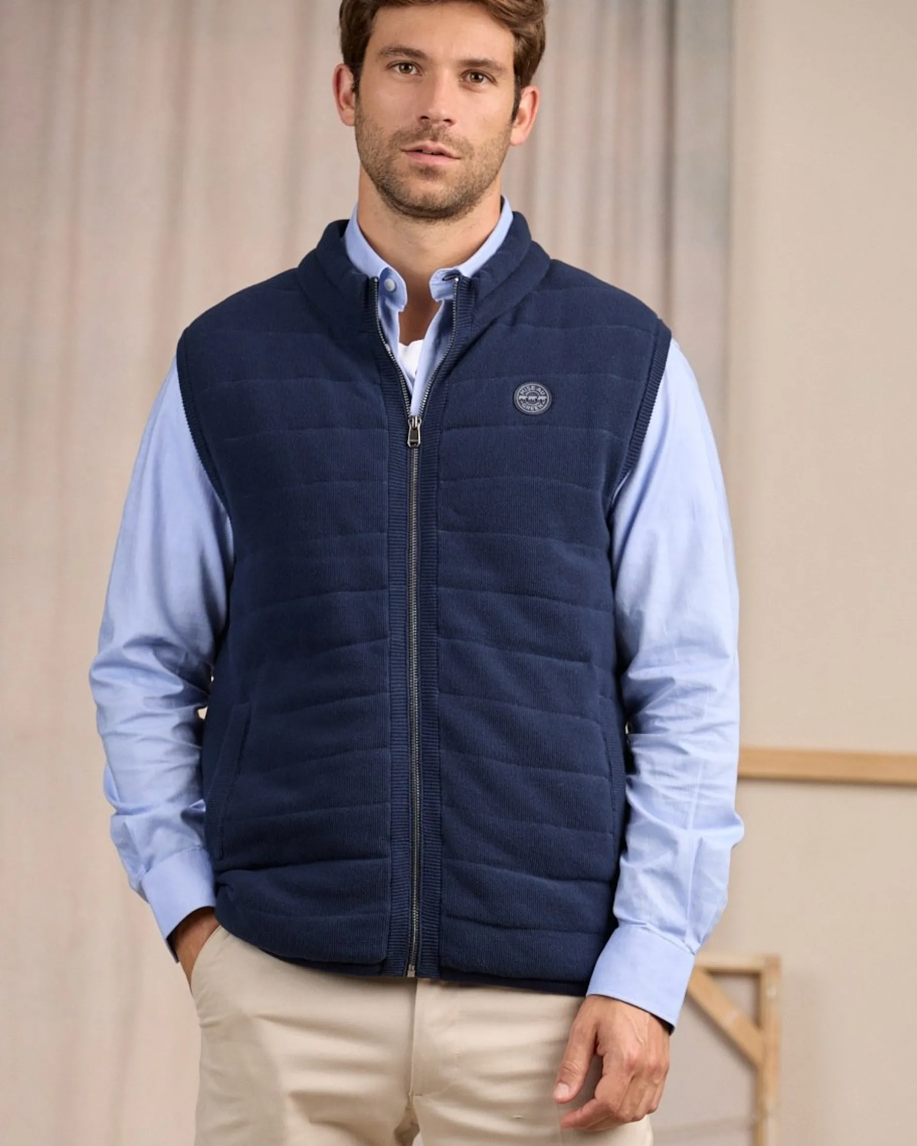 Homme Mise Au Green Doudoune en maille bleu marine