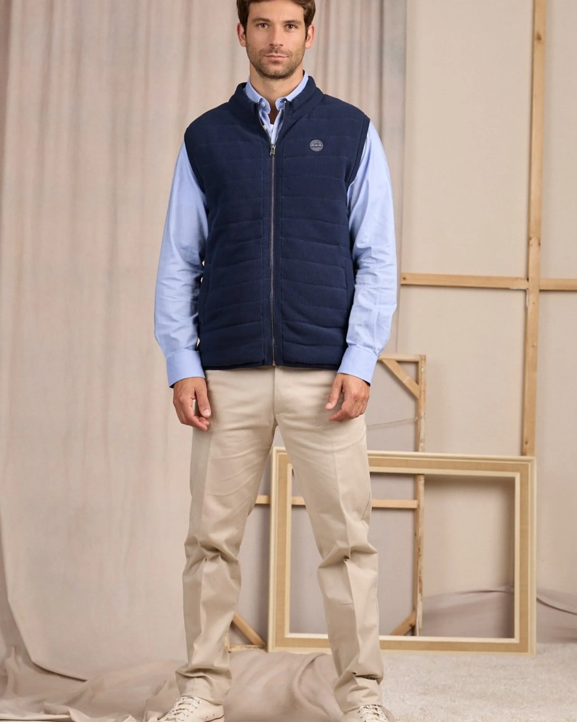 Homme Mise Au Green Doudoune en maille bleu marine