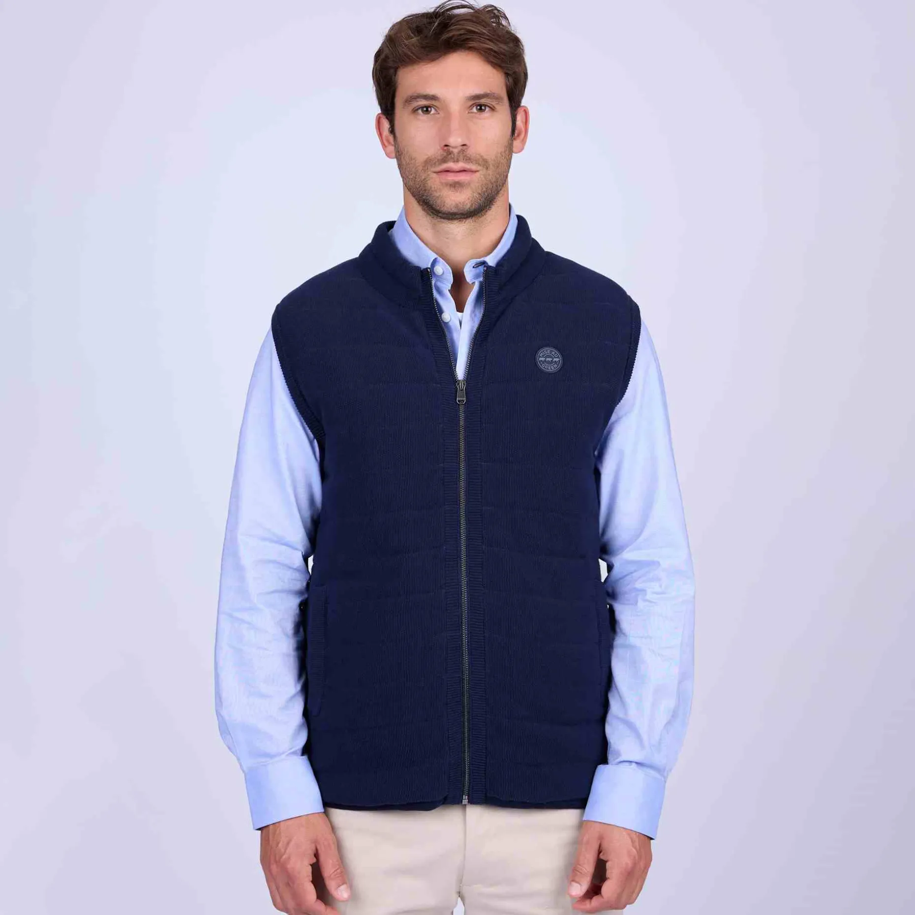 Homme Mise Au Green Doudoune en maille bleu marine