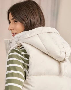 Femme Mise Au Green Doudoune sans manches à capuche ecru chiné