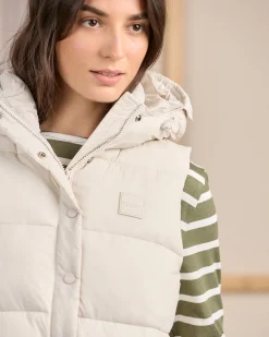 Femme Mise Au Green Doudoune sans manches à capuche ecru chiné