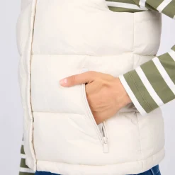 Femme Mise Au Green Doudoune sans manches à capuche ecru chiné