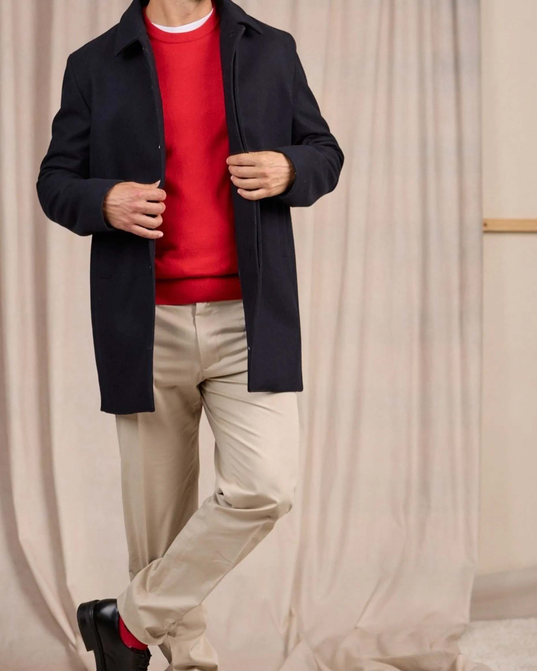 Homme Mise Au Green Manteau boutonné bleu marine