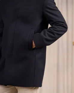 Homme Mise Au Green Manteau boutonné bleu marine