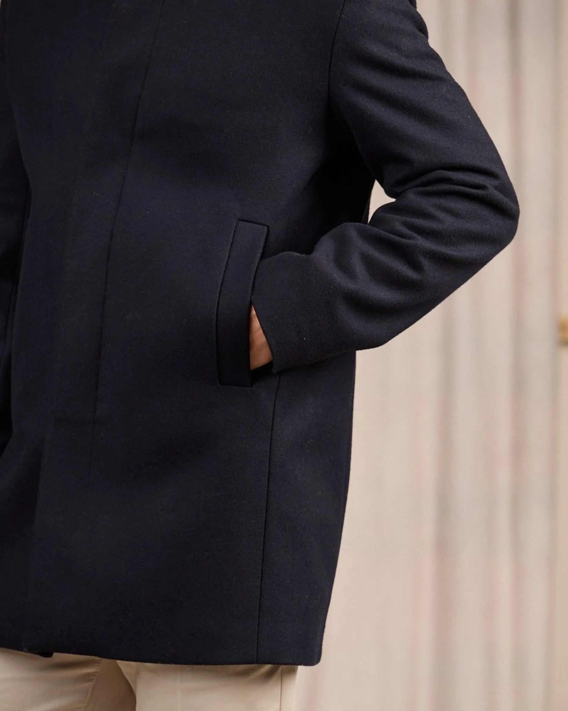 Homme Mise Au Green Manteau boutonné bleu marine