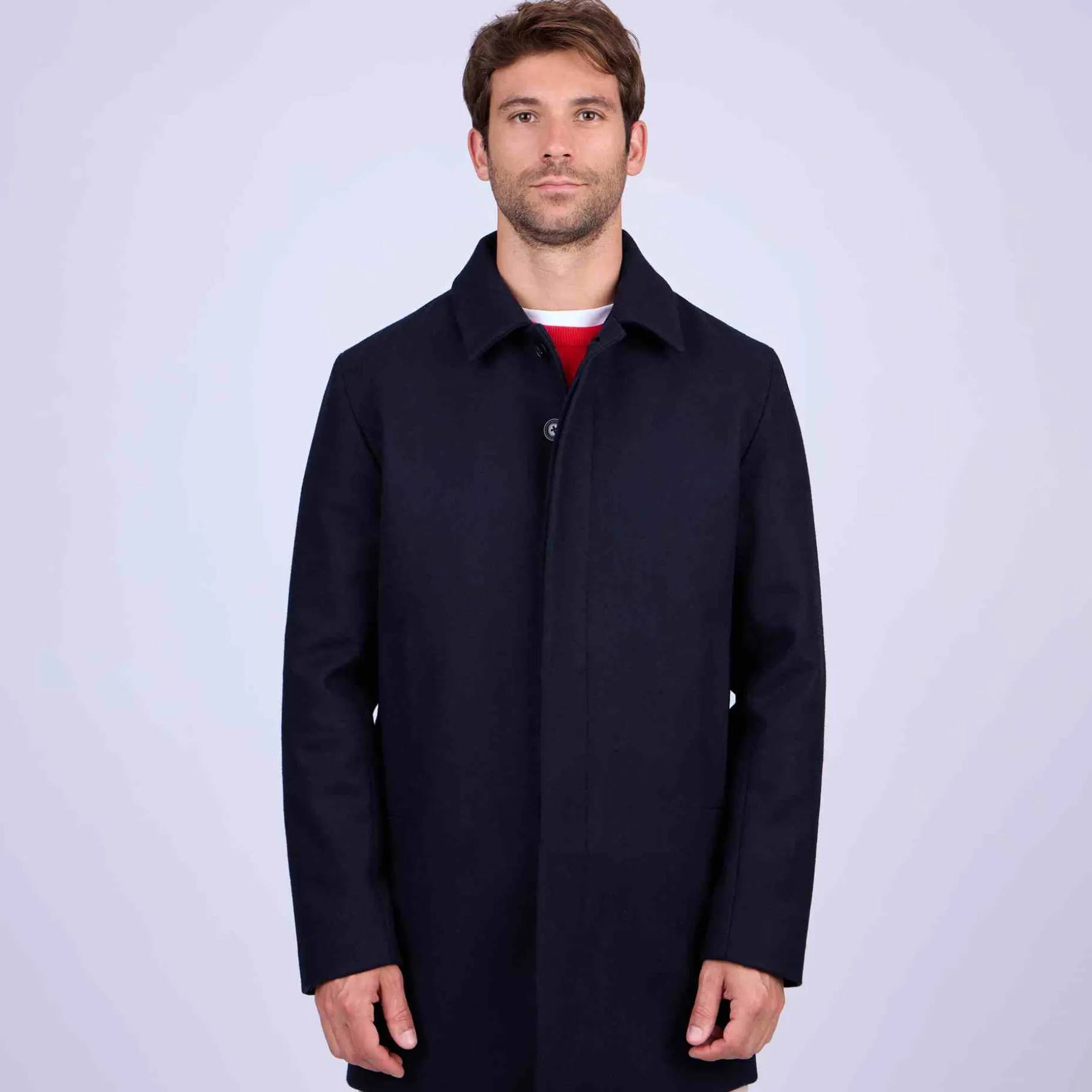 Homme Mise Au Green Manteau boutonné bleu marine