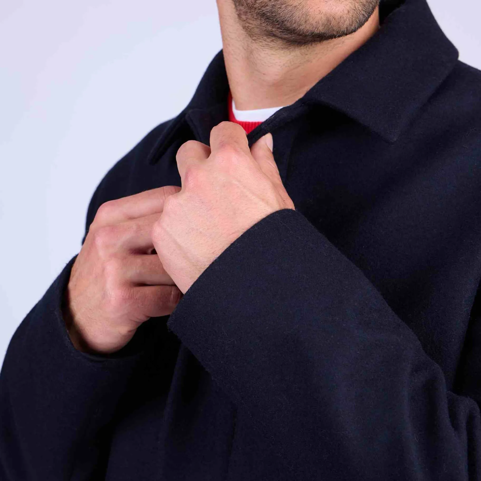 Homme Mise Au Green Manteau boutonné bleu marine