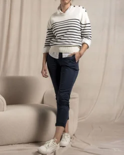 Femme Mise Au Green Pantalon chino bleu marine