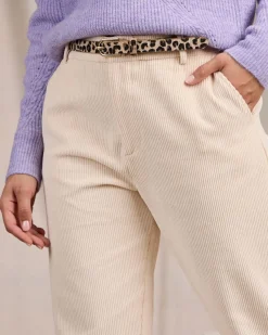 Femme Mise Au Green Pantalon en velours ecru chiné