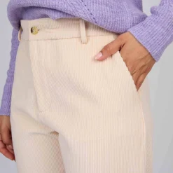 Femme Mise Au Green Pantalon en velours ecru chiné