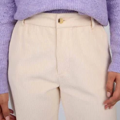 Femme Mise Au Green Pantalon en velours ecru chiné