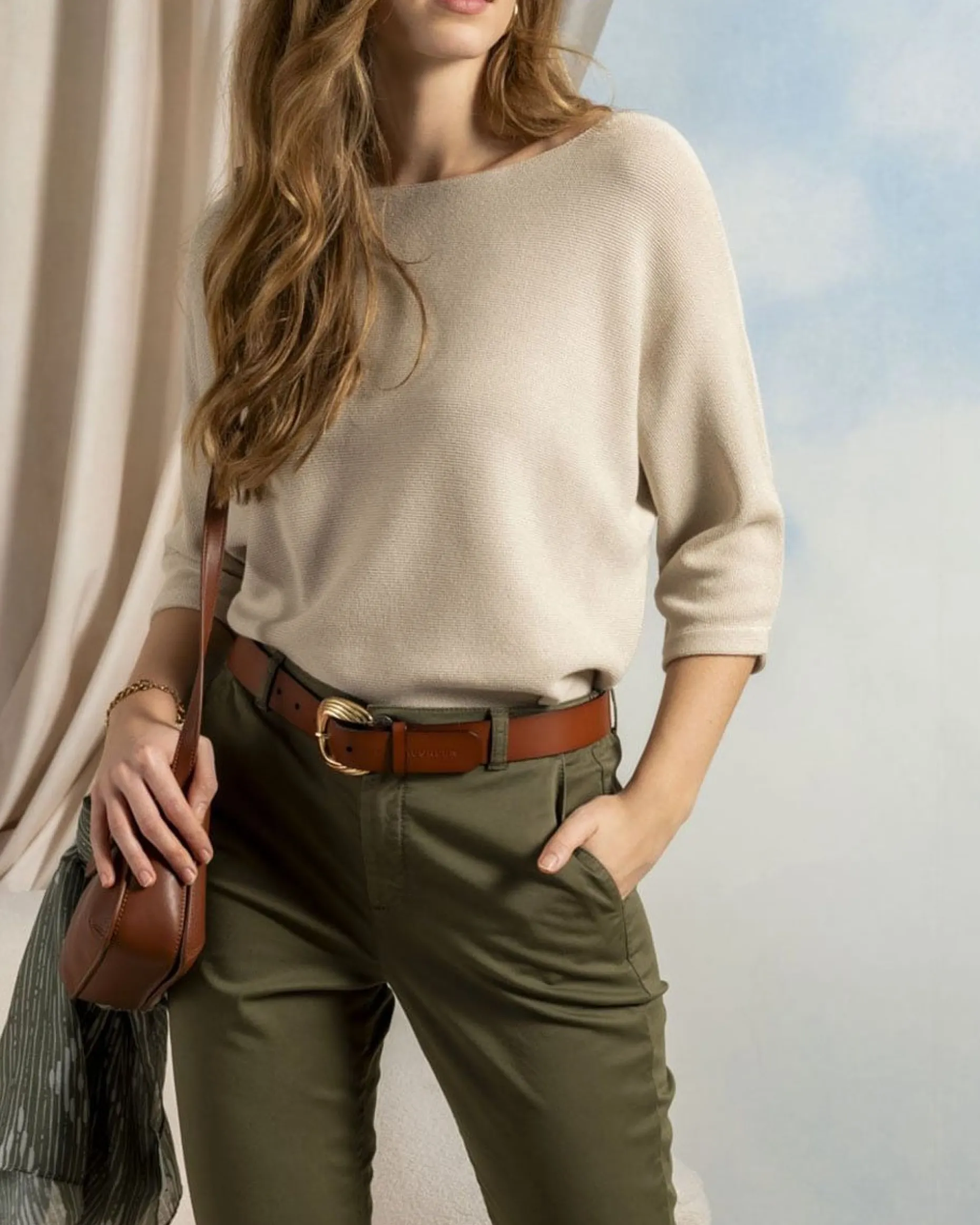 Femme Mise Au Green Pantalon Laura kaki fonce