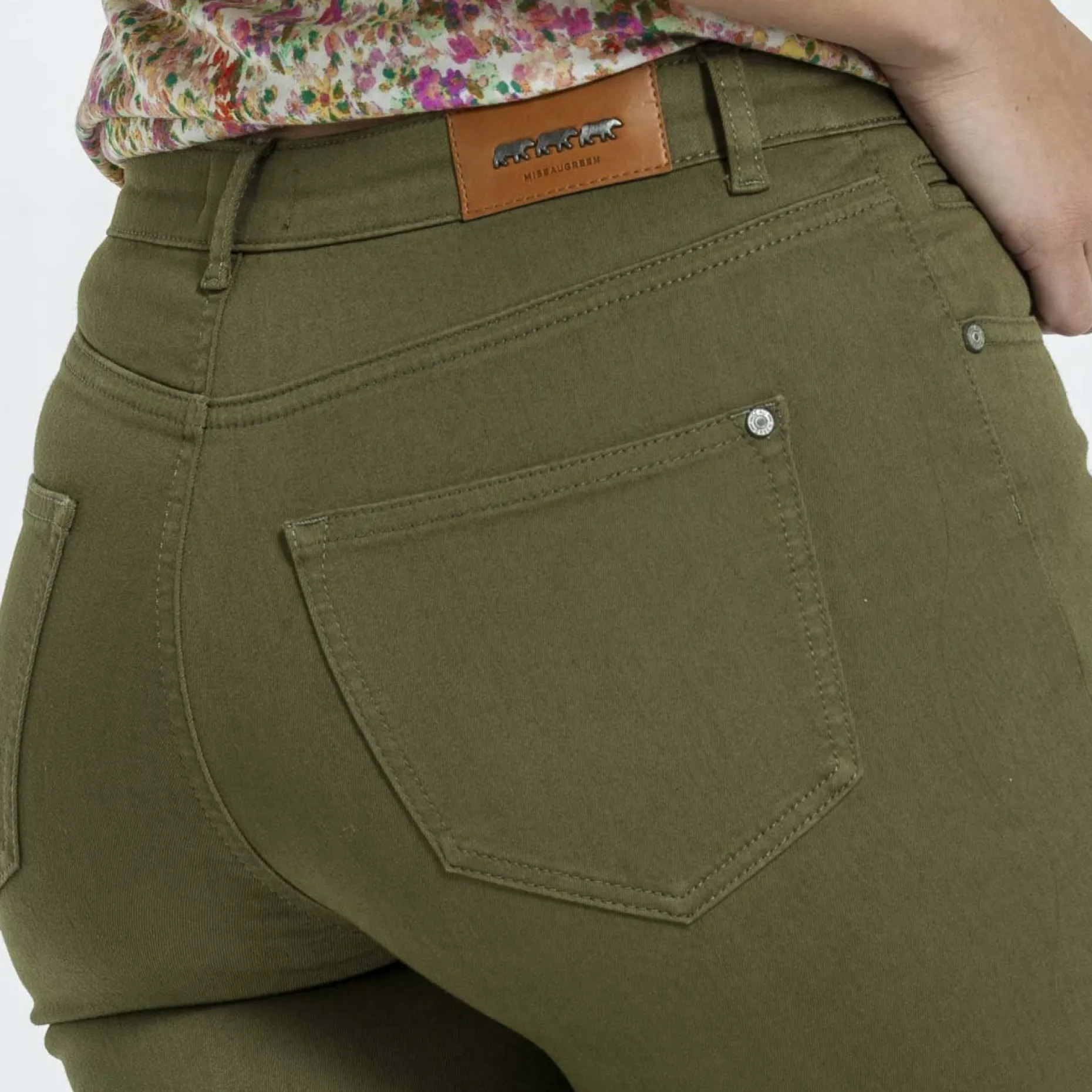 Femme Mise Au Green Pantalon Laura kaki fonce