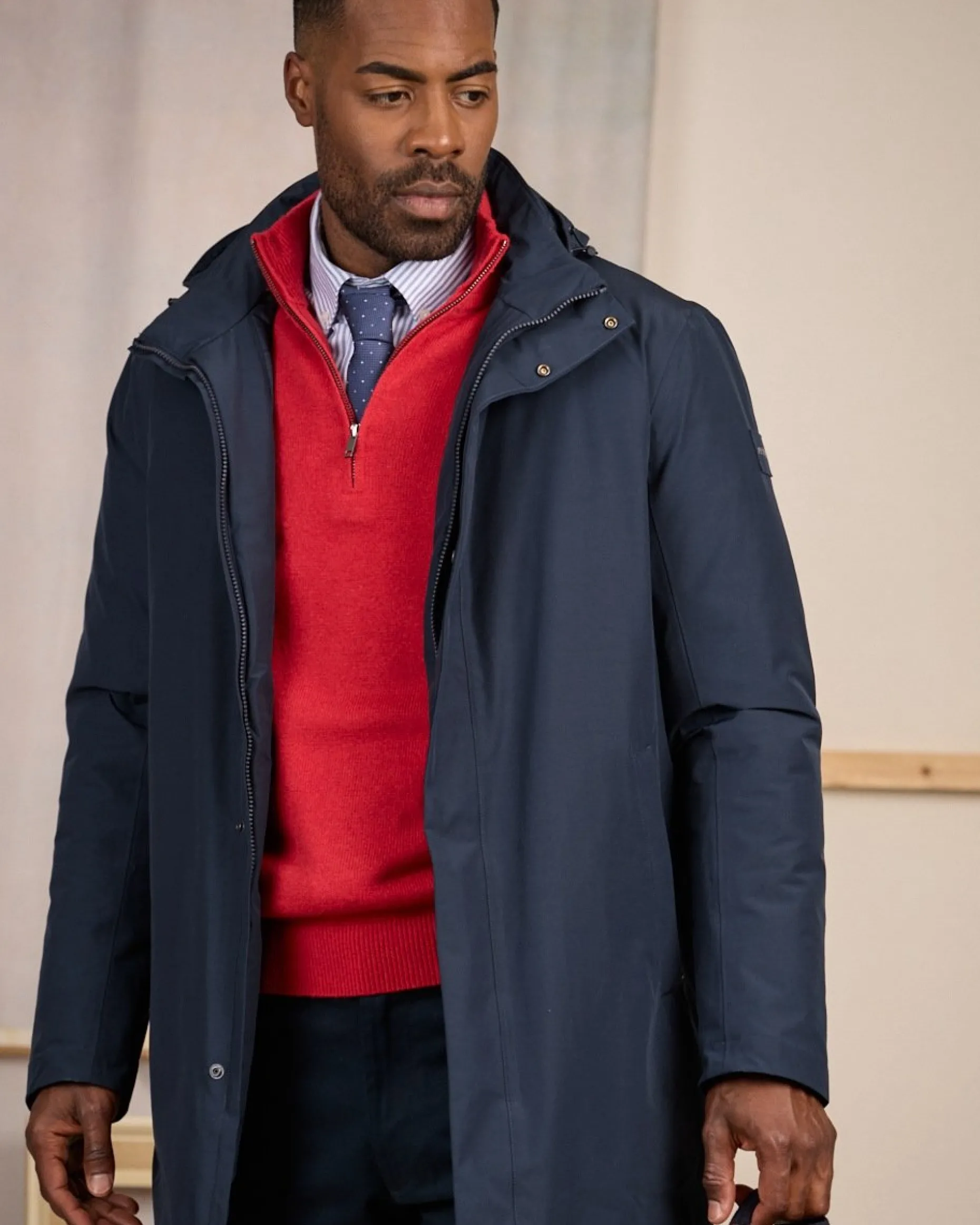 Homme Mise Au Green Parka coupe vent bleu marine