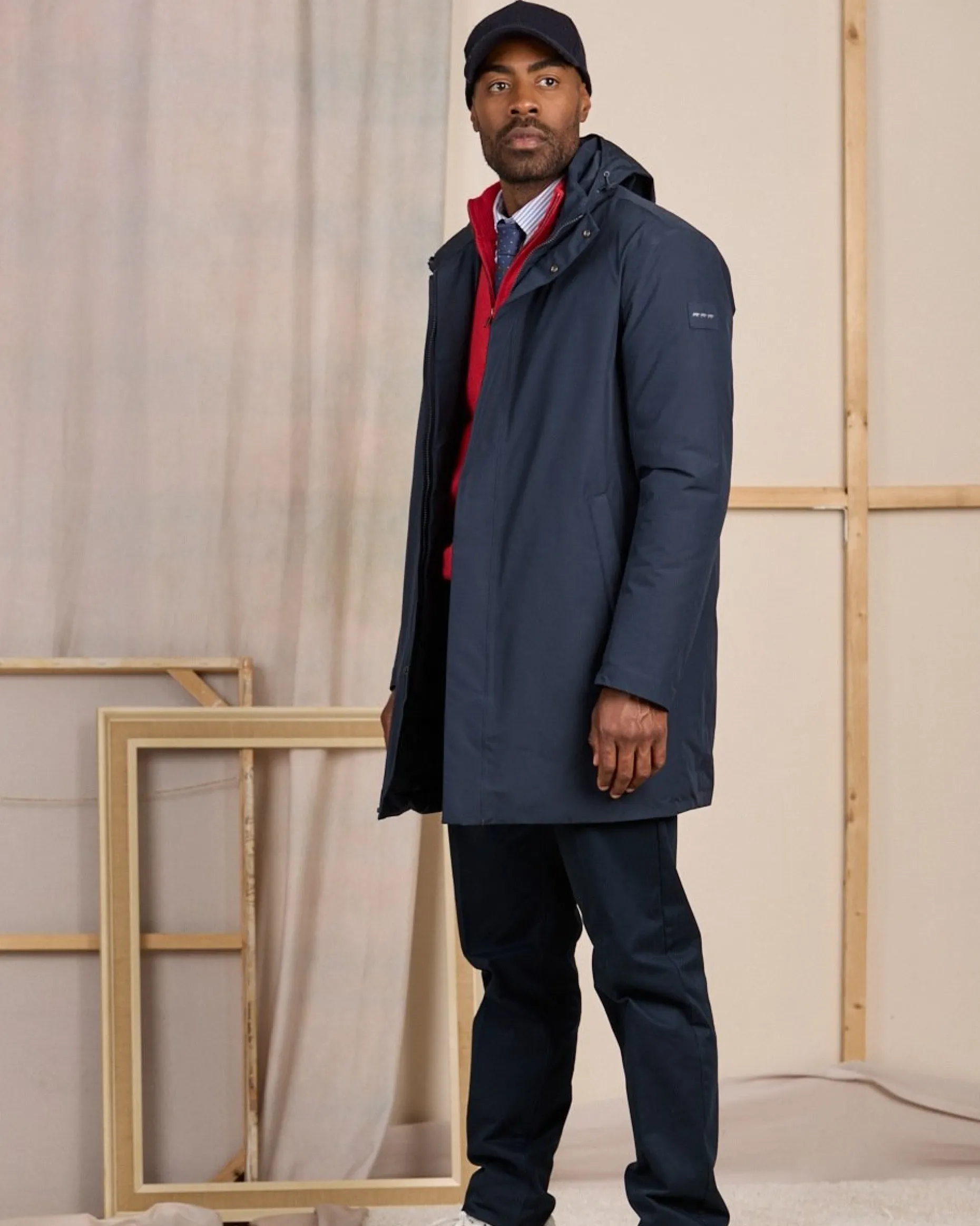 Homme Mise Au Green Parka coupe vent bleu marine