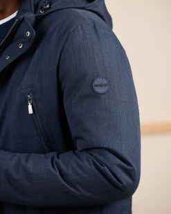 Homme Mise Au Green Parka effet tramé bleu marine