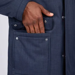 Homme Mise Au Green Parka effet tramé bleu marine