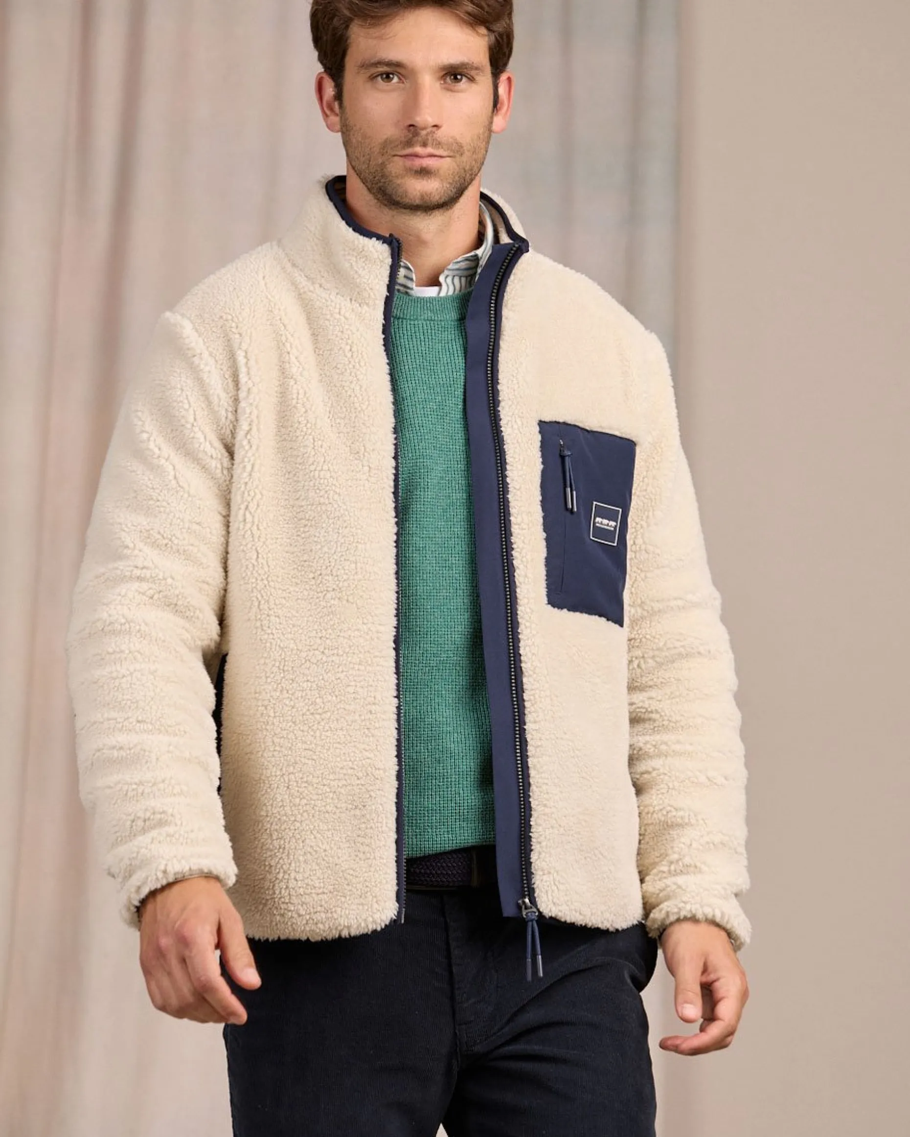 Homme Mise Au Green Polaire façon sherpa blanc cassé