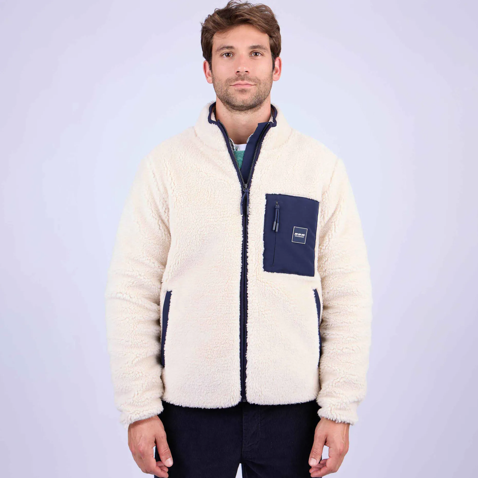 Homme Mise Au Green Polaire façon sherpa blanc cassé