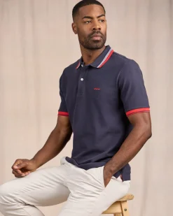 Homme Mise Au Green Polo à contraste bleu marine