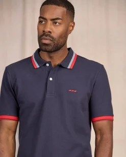 Homme Mise Au Green Polo à contraste bleu marine