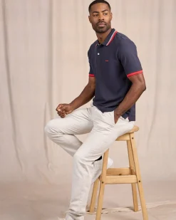 Homme Mise Au Green Polo à contraste bleu marine