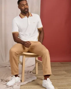 Homme Mise Au Green Polo à contraste ecru chiné