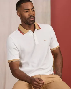 Homme Mise Au Green Polo à contraste ecru chiné