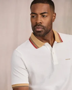 Homme Mise Au Green Polo à contraste ecru chiné
