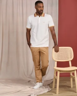 Homme Mise Au Green Polo à contraste ecru chiné