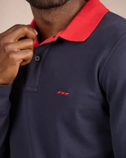 Homme Mise Au Green Polo au col contrastant bleu marine