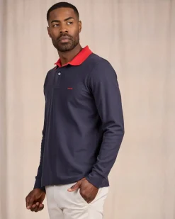 Homme Mise Au Green Polo au col contrastant bleu marine