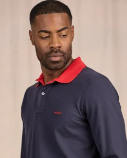 Homme Mise Au Green Polo au col contrastant bleu marine