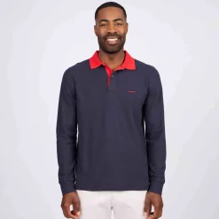 Homme Mise Au Green Polo au col contrastant bleu marine