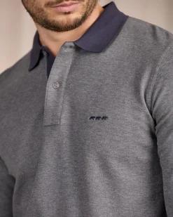 Homme Mise Au Green Polo au col contrastant gris moyen