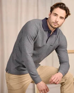 Homme Mise Au Green Polo au col contrastant gris moyen