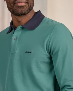 Homme Mise Au Green Polo au col contrastant vert colvert