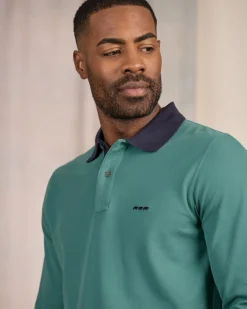 Homme Mise Au Green Polo au col contrastant vert colvert