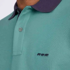 Homme Mise Au Green Polo au col contrastant vert colvert