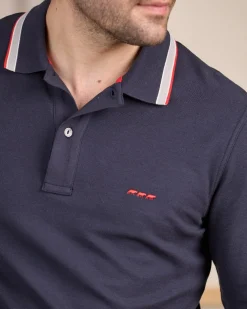Homme Mise Au Green Polo détail col bleu marine
