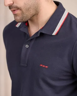 Homme Mise Au Green Polo détail col bleu marine