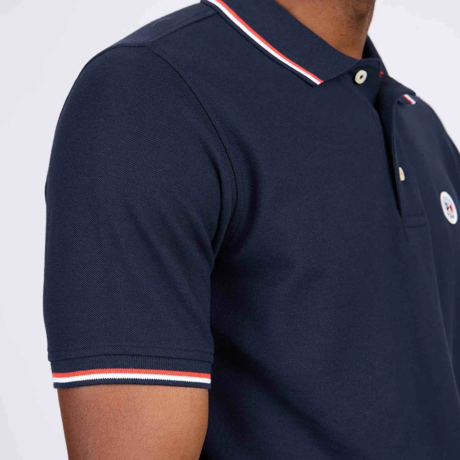 Homme Mise Au Green Polo logo badge bleu marine